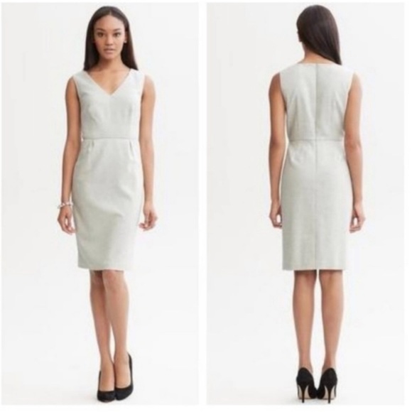 NWOT Banana Republic Gray Silver Sparkle Sheath Dress Wool Blend Lined Size 8 - Picture 8 of 12